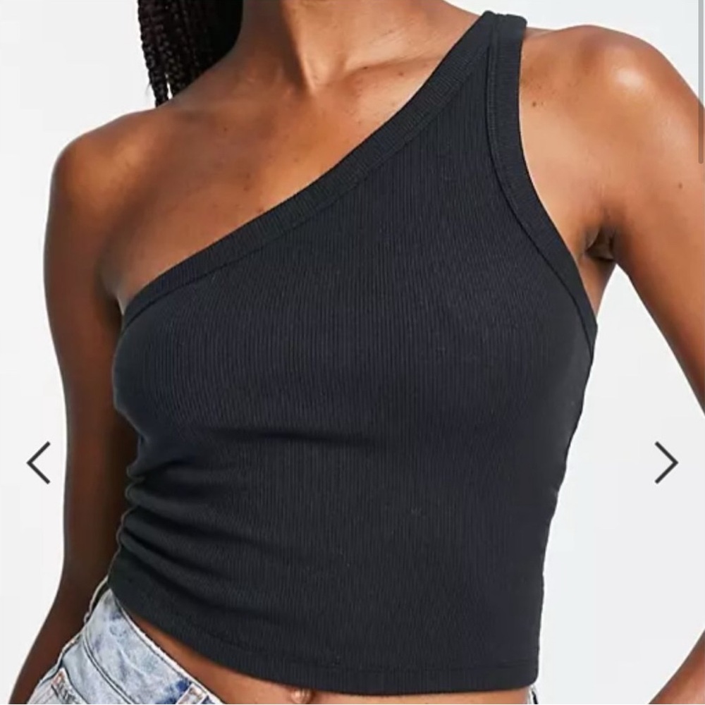 Abercrombie & Fitch Small Black Asymmetrical Crop Tank Top One Shoulder